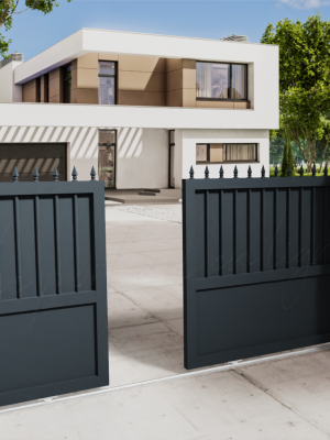 Gris 7016 portail-double-coulissant-prestige-gris-7016