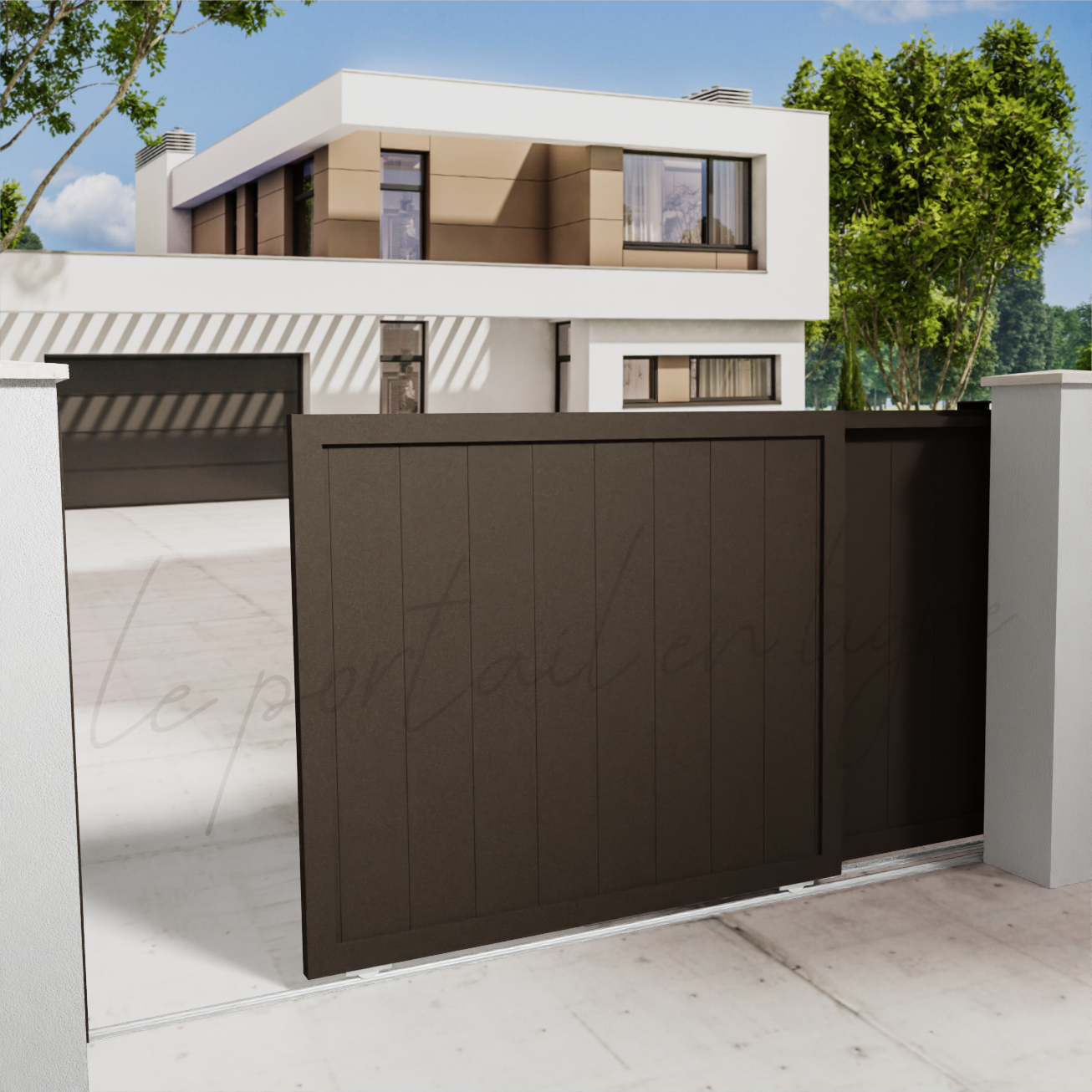 portail-telescopique-CITY-20-vertical-marron-650