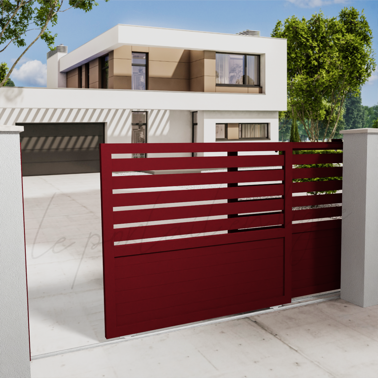 portail-telescopique-city-10-rouge-3004