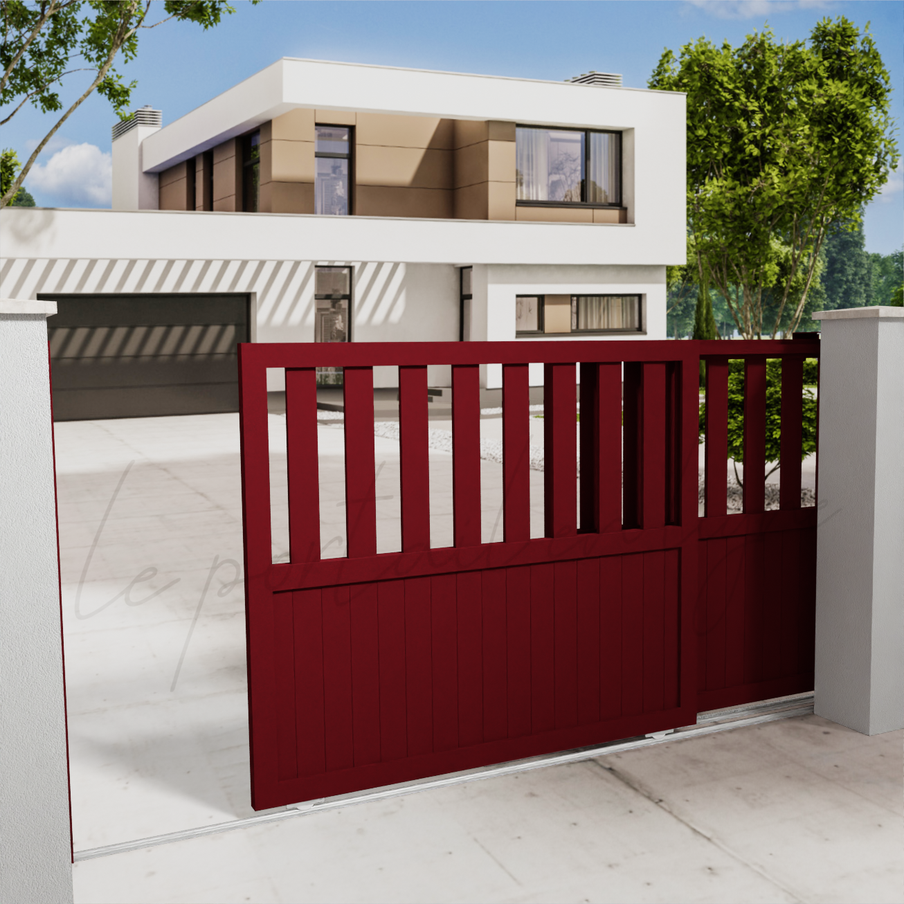 portail-telescopique-Classic-10-rouge-3004