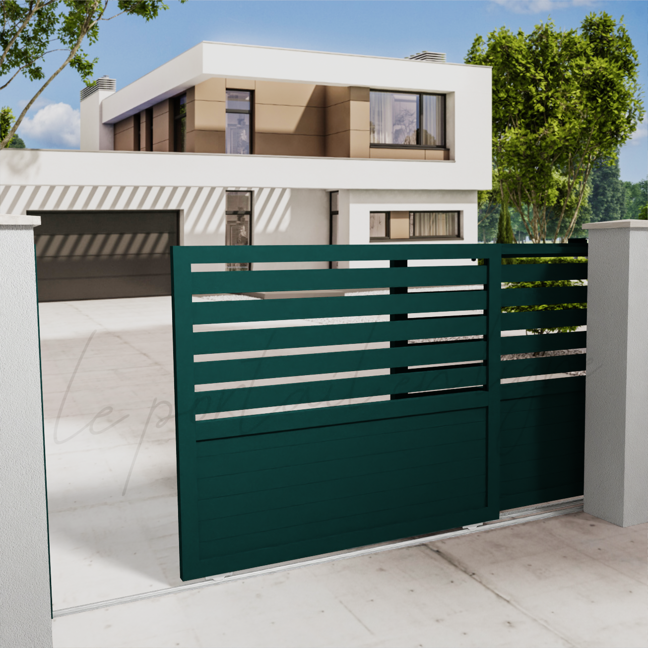 portail-telescopique-city-10-vert-2500