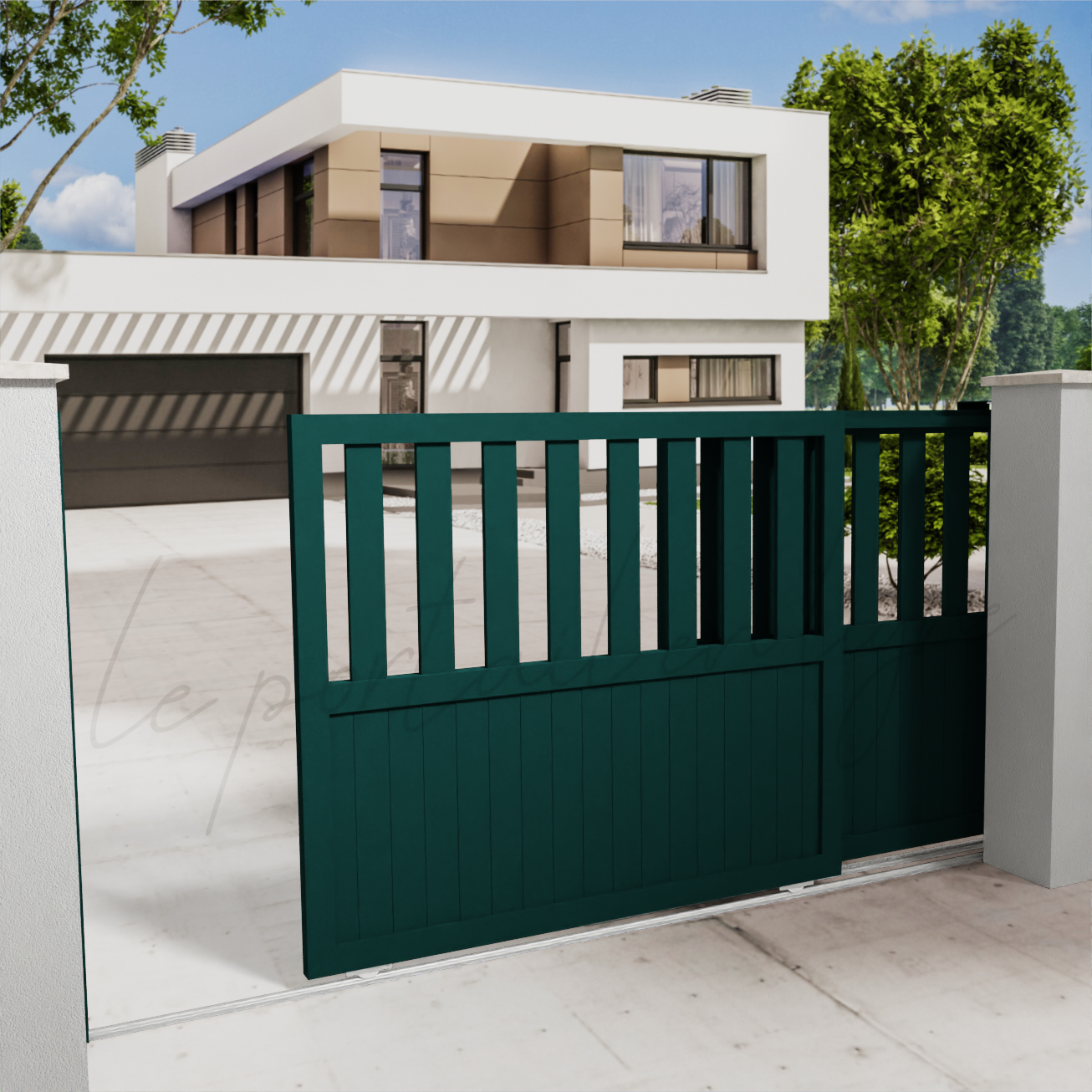 portail-telescopique-Classic-10-vert-2500