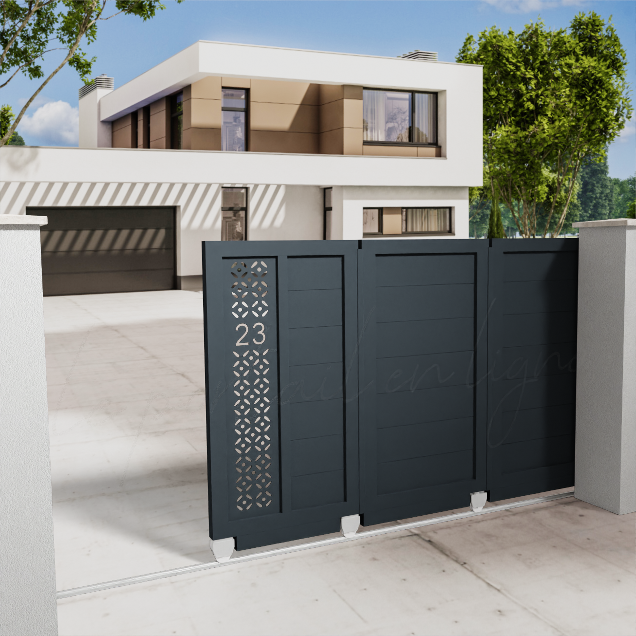 portail-sectionnel-lateral-decoupe-laser-gris-7016-modele-b-numero