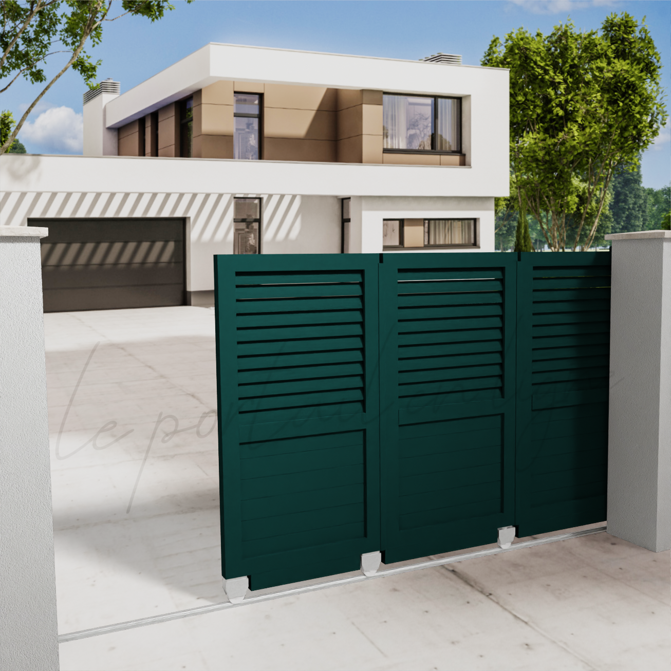 portail-sectionnel-lateral-venitian-vert-2500